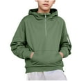 thumbnail image 1 of BFHHYA Boys (5-14Y) Quarter-Zip Hoodie Raglan-Sleeve Pullover Long Sleeve Solid Color Casual Sweatshirt with Pockets, for Family Hikes, 1 of 8