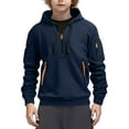 thumbnail image 1 of BFHHYA Boys Cargo Hooded Sweatshirt Quarter-Zip Long Sleeve Colorblock Pullover Multiple Pockets Hoodie for Outdoor & Weekend Errands (5-15Y), 1 of 8