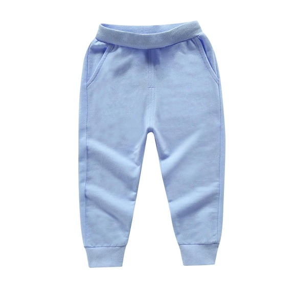 BFHHYA Boys Girls Cotton Sweatpants Kids High Waist Jogger Pants Elastic Waist Trouser with Pockets Soild Back to School Clothes