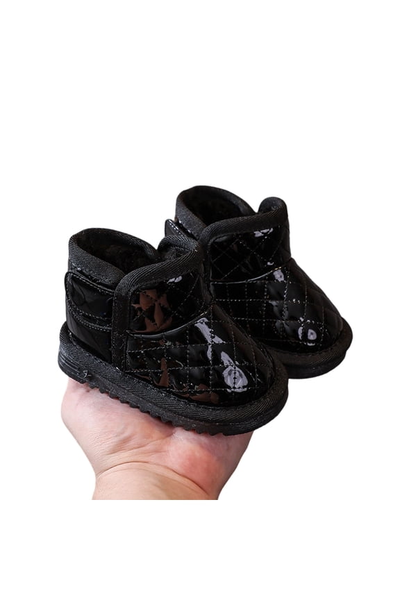 Boys Girls Fleece Ankle Boots Non-Slip Soft Sole First-Walker Snow Boots Warm Shoes for Winter Grocery Runs & Indoor Activities