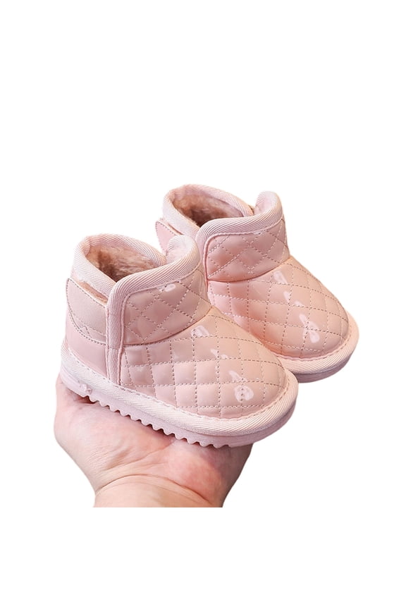 Boys Girls Fleece Ankle Boots Non-Slip Soft Sole First-Walker Snow Boots Warm Shoes for Winter Grocery Runs & Indoor Activities