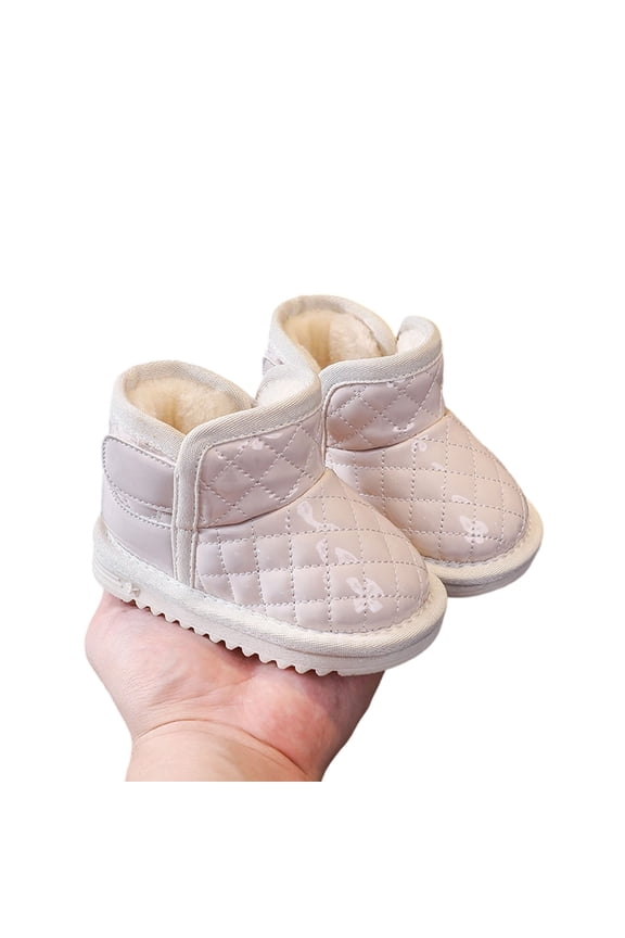 Boys Girls Fleece Ankle Boots Non-Slip Soft Sole First-Walker Snow Boots Warm Shoes for Winter Grocery Runs & Indoor Activities