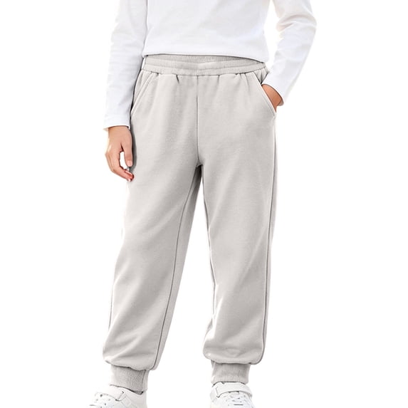 BFHHYA Boys Girls Jogger Sweatpants Kids Loose Fit Elastic Waist Trousers with Pockets Soft Cotton Basic Casual Bottoms for Daily School