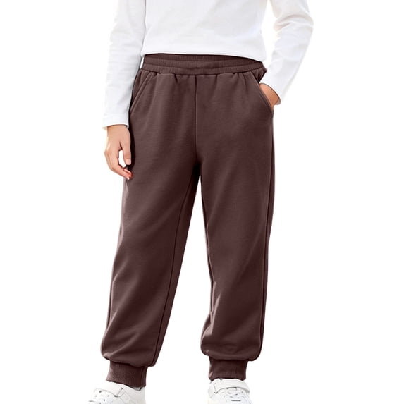 BFHHYA Boys Girls Jogger Sweatpants Kids Loose Fit Elastic Waist Trousers with Pockets Soft Cotton Basic Casual Bottoms for Daily School