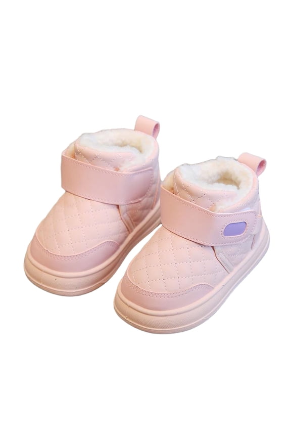 Boys Girls Kids' Walking Ankle Boots Soft Plush-Lined Anti-Slip Snoe Boots Soft-Sole Winter Shoes for Daily Errands & Playdates