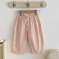 thumbnail image 1 of BFHHYA Boys Girls Striped Pants Elastic Waist Drawstring Anti-Mosquito Barrel Pants Kids Lightweight Casual Pants Ages 12 M-6 Y, 1 of 5