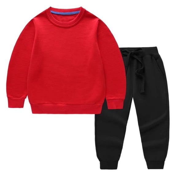 BFHHYA Boys Girls Sweatsuit Crew Neck Long Sleeve Sweatshirt Set Kids Casual Pullover and Jogger Pants Athletic Outfit for Weekend Errands (12Months-11Years)