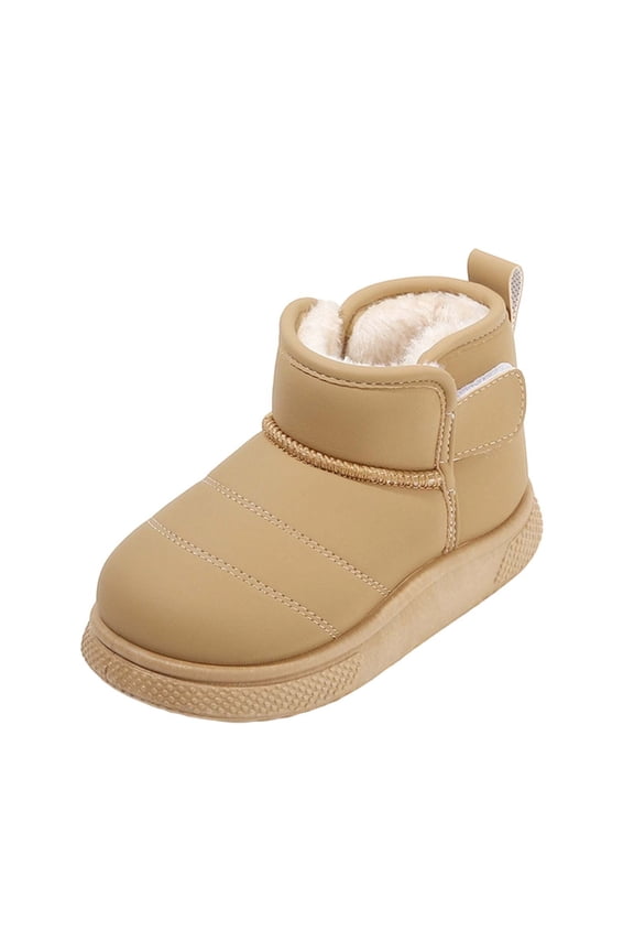 Boys Girls Warm Walking Ankle Boots Kids Plush Lined Snow Boots Anti-Slip Soft Sole Ankle Boots for Daily Errands & Playdates