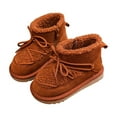 thumbnail image 1 of BFHHYA Boys Girls Winter Boots Faux Furry First-Walker Soft Warm Shoes Snow Shoes Outdoor with Laces & Side Zipper, for Winter Playdates & Daily Wear, 1 of 7