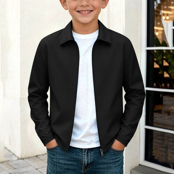 BFHHYA Boys Lightweigh Jackets Windproof Long Sleeve Zip up Softshell Jacket with Pockets Casual Outdoor Sport School Coat for Teen 7-29