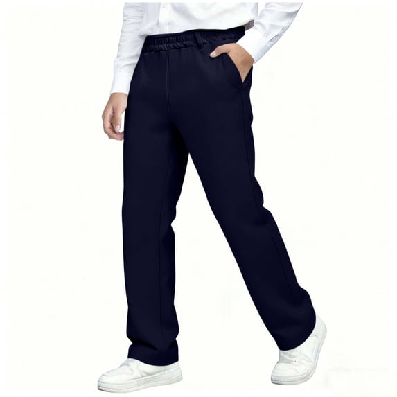 BFHHYA Boys School Uniform Pants Twill Chino Pants Straight Flat Front Pants with Pockets for Youth Boys Size 5-15 Years