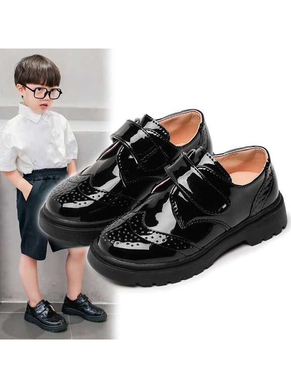 Boys' Uniform School Leather Shoes - Formal Casual Soft-Sole Flat Shoes for Daily School Wear & Ceremonies Toddler Little Big Kid