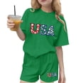 thumbnail image 1 of BFHHYA Girls 2-Piece Outfit Floral & Letter Print Short Sleeve Top Elastic Waist Shorts Set Casual Summer Set for Tween 3-15 Y, 1 of 5