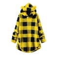 thumbnail image 1 of BFHHYA Girls' (4-15Y) Plaid Fuzzy Hoodie Kid Teen Girl Mid-Length Long Sleeve Warm Pullover for Fall/Winter Indoor Lounging, 1 of 3