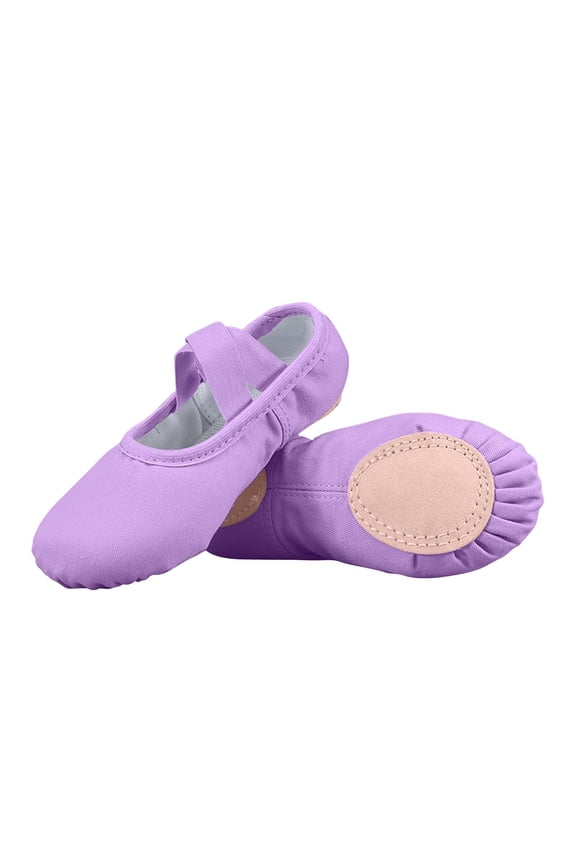 Girls' Ballet Shoes Canvas Dance Practice Slippers Split Soft Leather Flat Sole Shoes for Yoga & Gymnastics, Daily Dance Training(Toddler/Junior/Big Kid)