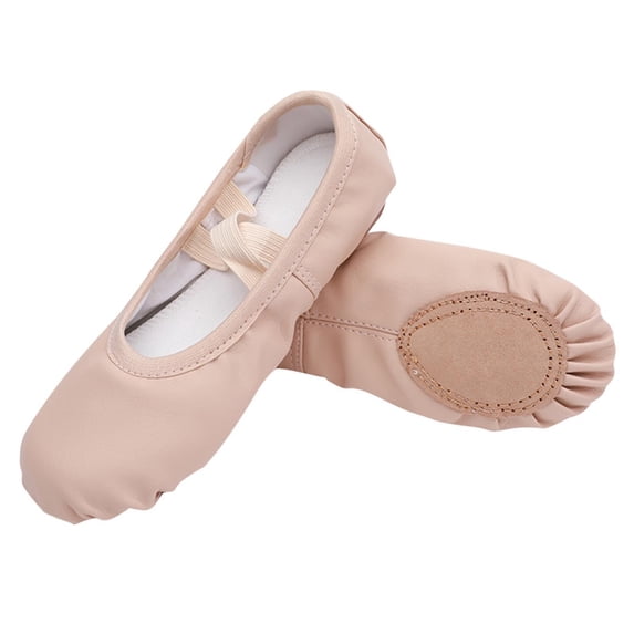BFHHYA Girls' Ballet Shoes Soft Leather Flat Non-Slip Dance Practice Slippers for Yoga & Gymnastics ,Workouts(Toddler/Junior/Big Kid)