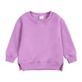 thumbnail image 1 of BFHHYA Girls Boys Crew Neck Sweatshirt Kids Cotton Long Sleeve Pullover Side Slits Casual Basic Top for Fall Daily Wear (8-13Y), 1 of 4