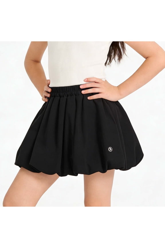 Girls Bubble Skirt Elastic Waist Puffy Mini Skirt Flowy A Line Balloon Skirt with Liner for Teens Girls Size 3-15 Years