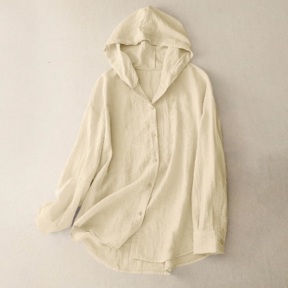 BFHHYA Girls Button Down Shirts Sun Protection Long Sleeve Hoodie Loose Casual Cover Up Summer Lightweight Shirts for Travel Beach