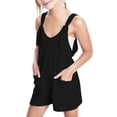 thumbnail image 1 of BFHHYA Girls Cotton Linen Rompers Spaghetti Strap Sleeveless V-Neck Shorts Jumpsuits Fashion Summer Rompers with Pockets 5-14 Y, 1 of 8