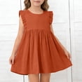 thumbnail image 1 of BFHHYA Girls Cotton Sleeveless Dress Ruffle Trim Round Neck Swing Dress Summer Flowy Sundress for Girls Size 2-7 Years, 1 of 7