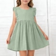 thumbnail image 1 of BFHHYA Girls Cotton Sleeveless Dress Ruffle Trim Round Neck Swing Dress Summer Flowy Sundress for Girls Size 2-7 Years, 1 of 7
