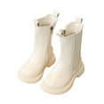 thumbnail image 1 of BFHHYA Girls' Fall/Winter Mid-Calf Leather Boots - Zip-Up Chelsea Martin Booties Princess Boots for School Daily Wear (Toddler/Little Kid/Big Kid), 1 of 8