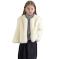 thumbnail image 1 of BFHHYA Girls Faux Furry Coat Winter Crew-Neck Warm Parka Fashion Casual Plush Jacket Outerwear for Holiday Parties & Family Photo Shoots(1-12Y), 1 of 5