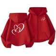 thumbnail image 1 of BFHHYA Girls' Full Zip Hooded Sweatshirt Jacket Heart-Print Light Fleece Hoodie Long Sleeve Sweatshirt with Pockets for Daily Outings(3-13Y), 1 of 8