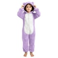 thumbnail image 1 of BFHHYA Girls' Fuzzy Onesie Sleepwear Long Sleeve Full Zip Cat-Ear Hooded Jumpsuit Sleepwear Loungewear for At-Home Play & Sleep, 1 of 6