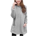 thumbnail image 1 of BFHHYA Girls Fuzzy Pullover Top Mid-Length Long Sleeve Crew Neck Sweatshirt Solid Basic Top for Fall Winter Layering Coats (5-15Y), 1 of 6