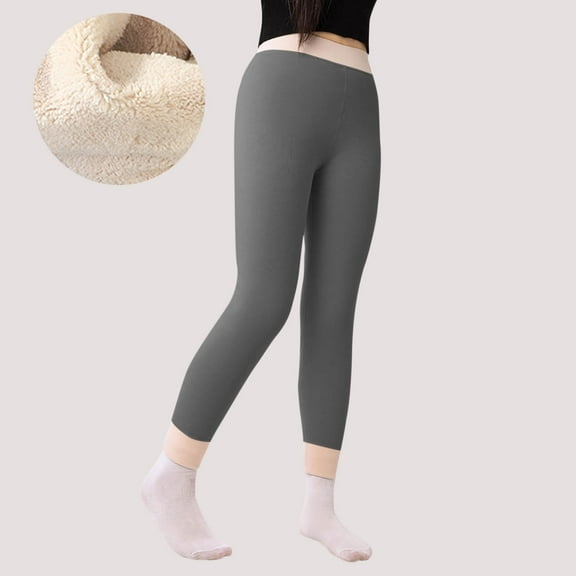 BFHHYA Girls High-Waisted Sherpa Thermal Legging Kids Winter Warm Base Layer Pants Elastic-Waist Comfortable Loungewear Pants for Daily Layering (2-15Y)