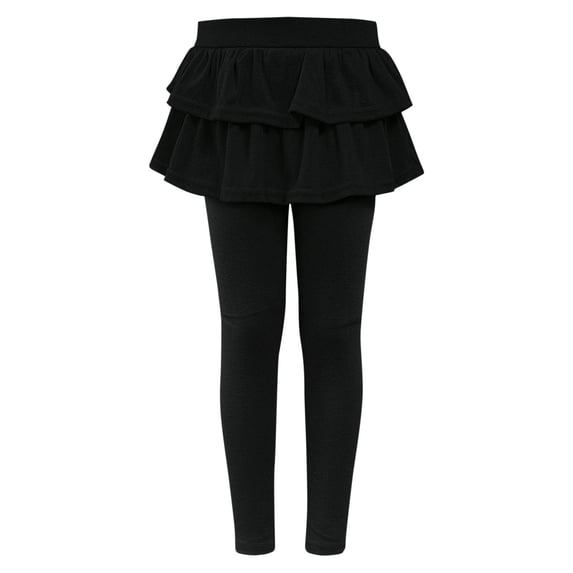 BFHHYA Girls Leggings with Skirt Straight Leg Elastic Waist Trousers Soild Color Stretchy Pants Kids Slim Fit Casual Active Pant 1-12 Years