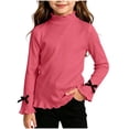 thumbnail image 1 of BFHHYA Girls Long Sleeve Tops Kids Cute Ruffle Mock Neck Blouses with Bow Cuff Lightweight Casual Pullover Tops for Daily Back to School, 1 of 6