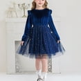 thumbnail image 1 of BFHHYA Girls Long Sleeve Velevet Dresses Mesh Sequin Tutu Dresses Formal Party Dress Holiday Birthday Party Princess Gown 4-16 Years, 1 of 9