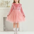 thumbnail image 1 of BFHHYA Girls Long Sleeve Velevet Dresses Mesh Sequin Tutu Dresses Formal Party Dress Holiday Birthday Party Princess Gown 4-26 Years, 1 of 9