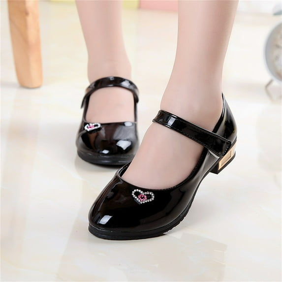 BFHHYA Girls' Mary Jane Shoes - Rhinestone Bow Low Heel Princess Shoes Soft Sole School Uniform Dress Flats for Dance Recitals & Wedding Parth