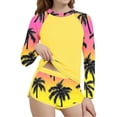 thumbnail image 1 of BFHHYA Girls Rash Guard Swimsuits Kids 2 Piece Long Sleeve Printed Bathing Suit UPF 50+ Summer Beach Swimwear Size 6-15 Years, 1 of 4