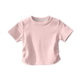 thumbnail image 1 of BFHHYA Girls Short Sleeve Shirts Ruched Side Crew Neck T-Shirts Solid Color Summer Basic Tops for Girls 1-11 Years, 1 of 6