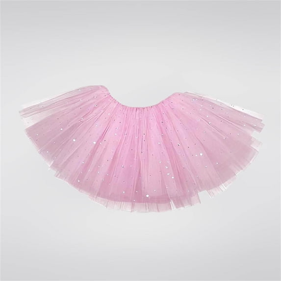 BFHHYA Girls Sparkle Tulle Tutu Skirt Glitter Mesh Elastic Waist Ballet Skirts Kids Dress Up Skirt for Dance Performance 3-13 Years
