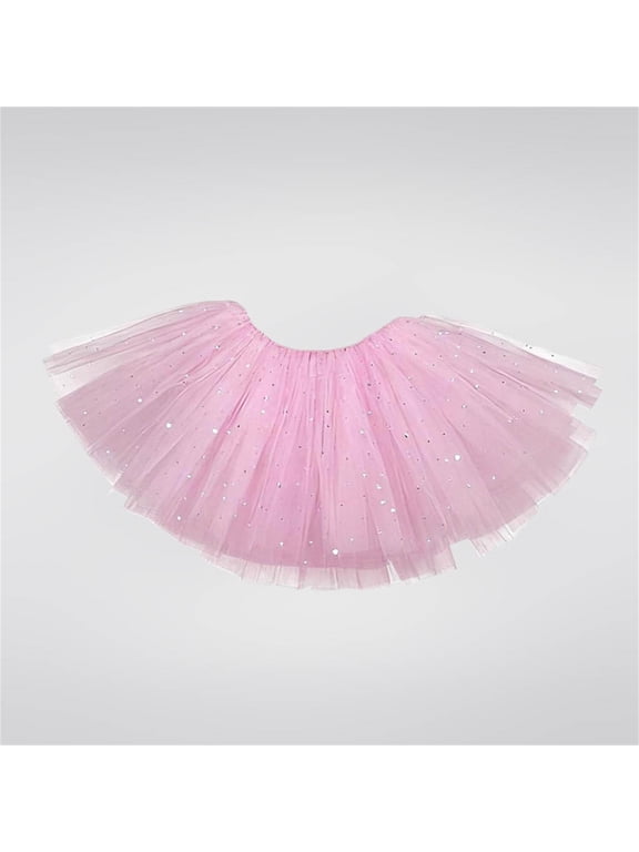 Girls Sparkle Tulle Tutu Skirt Glitter Mesh Elastic Waist Ballet Skirts Kids Dress Up Skirt for Dance Performance 3-13 Years