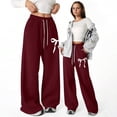 thumbnail image 1 of BFHHYA Girls' Wide Leg Sweatpants Teen Girl Lightweight Fleece Bow-Print Drawstring Pants Casual Active Joggers for Casual Gatherings (5-15Y), 1 of 8
