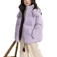 thumbnail image 1 of BFHHYA Girls Winter Lightweight Puffer Coat Zip-Up Stand-Collar Hooded Jacket Long Sleeve Warm Outerwear for After-School Activities 5-15Y, 1 of 4