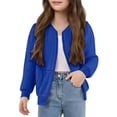 thumbnail image 1 of BFHHYA Girls Zip-Up Baseball Jacket Lightweight Jacquard Fall Jacket Long Sleeve Casaul Jacket for Fall Daily Commutes (5-14Y), 1 of 7