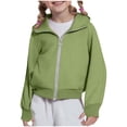thumbnail image 1 of BFHHYA Girls Zip-Up Cropped Sweatshirt Light Fleece Raglan Sleeve Hoodie Jacket with Thumb Holes Athletic Outerwear for After-School Runs (5-14Y), 1 of 9