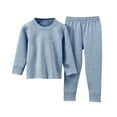 thumbnail image 1 of BFHHYA Kids (1-12Y) Thermal Underwear Set Boys Girls Striped Long Sleeve Top & Elastic-Waist Cuffed Pants Loungewear Set Sleepwear for Fall/Winter, 1 of 6