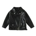 thumbnail image 1 of BFHHYA Kids' (2-14Y) Leather Moto Jacket Full Zip Collared Retro Jacket for Boys & Girls, for Daily Outings & Casual Playdates, 1 of 7