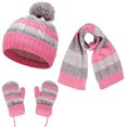 thumbnail image 1 of BFHHYA Kids' 3PC Warm Set Color-Block Fleece-Lined Beanie Hat Scarf & Gloves Gift Set for Boys & Girls for Outdoor Activities & School Runs(3-10Y), 1 of 9