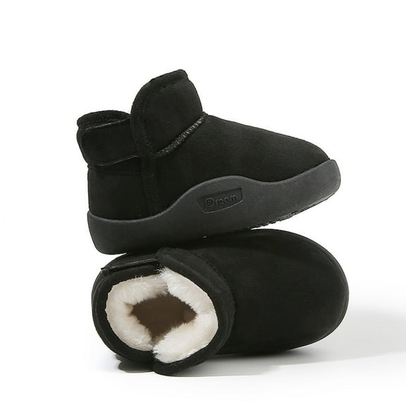 BFHHYA Kids' Ankle Snow Boots Boys Girls Fuzzy Fleece Lining Warm Boots Anti-Slip Soft Sole Winter Boots for Daily Wear & Playdates