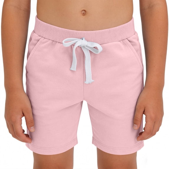 BFHHYA Kids Boys Athletic Shorts Cusual Cotton Shorts High Waist Jogger Shorts with Pockets and Drawstring Size 1-11 Years
